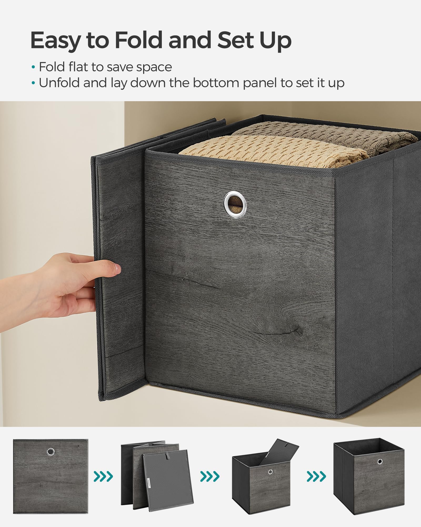 SONGMICS Storage Cubes, Set of 6, 11-Inch Foldable Closet Organizers