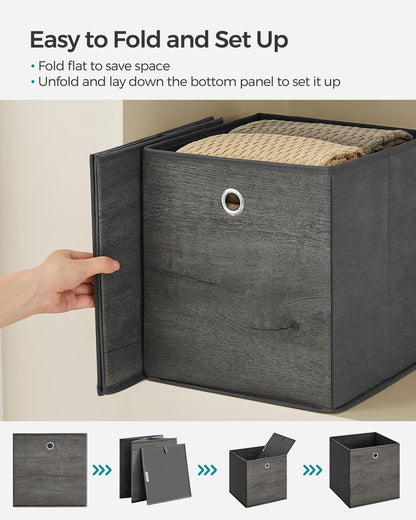 SONGMICS Storage Cubes, Set of 6, 11-Inch Foldable Closet Organizers