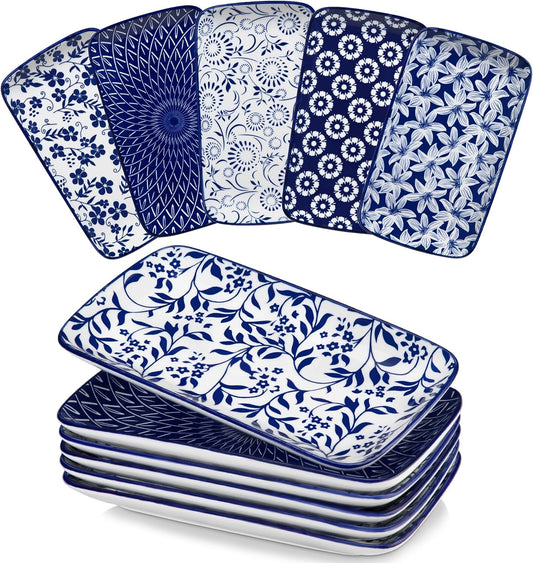 vancasso Selene 9.5 Inch Rectangular Dinner Plates Set of 6, Ceramic Salad Plates for Dessert