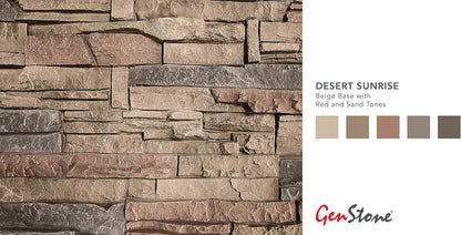 GenStone Faux Stacked Stone Right Corner Panel 12.5" x 11.25" in Desert Sunrise Color for Do It Yourself Friendly Home Improvement Projects