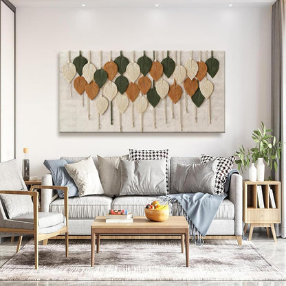 Boho Wall Modern Wall Art Print Paintings Leaves Feather Multicolor Canvas Wall Art Decor For Living Room Bedroom Apartment Kitchen Home Wall Decor 24"W X 48"L Ready To Hanging