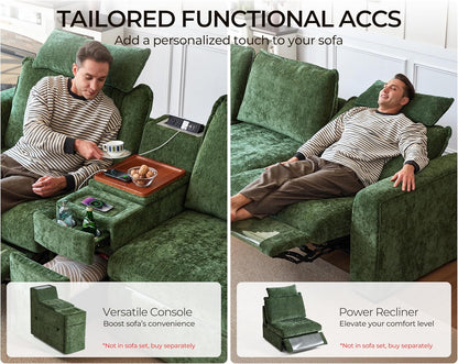 Oversized Modular Sofa Comfy Cloud Couch with Storage, Extra Deep Plush Sectional Sofa Set for Living Room, Covers Washable, Chenille, Olar (Green, 8-Seater with Corner & 2 Ottomans, u-Shaped)