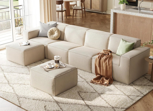 LINSY HOME Modular Sectional Sofa, 134" Boneless Couch U Shaped 4-Seat Sofa with 2 Movable