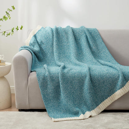 Snuggle Sac Teal Blue Oversized Throw Blankets,Super Soft Warm Cozy Throw Blankets for Couch, Knit Fuzzy Plush Blanket, Heather Teal, 50x70 inches