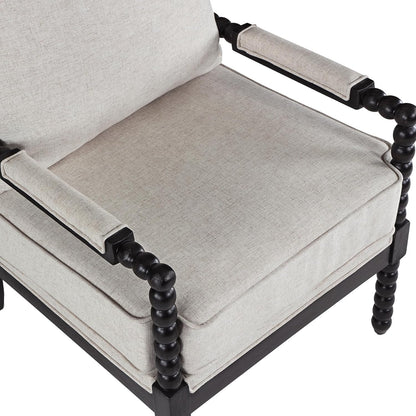 DUHOME Linen Fabric Spindle Accent Chairs Set of 2,Bobbin Chair with High Resilience Spring Cushion and Armrest Pads, Leisure Armchair for Living Room Bedroom Farmhouse Home Office Belcony