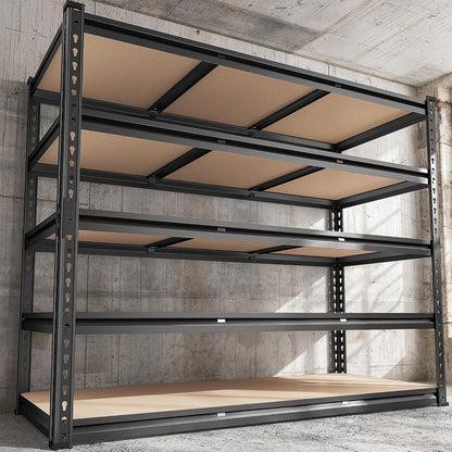 REIBII 48" W Garage Shelving Heavy Duty 3020LBS Storage Shelves 5 Tier Heavy Duty Shelving Adjustable Garage Shelves for Basement, Warehouse, Commercial, Easy Assemble, 48" W x 72" H x 24" D