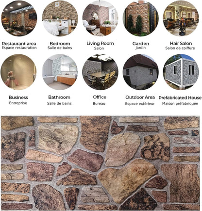 Dundee Deco 3D Wall Panels - Cladding, Shades of Brown Grey Stone Look Wall Paneling, Styrofoam Facing for Interior and Exterior Applications, DIY, Set of 5, Covers 27 sq ft