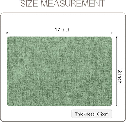 Romanstile Vinyl Placemats Set of 8-12 X 18 Inch - Heat Resistant Place Mats 100% Waterproof Oilproof Wipeable Reversible Faux Leather Table Mats for Kitchen/Dining/Party/Outdoor, Dark Green