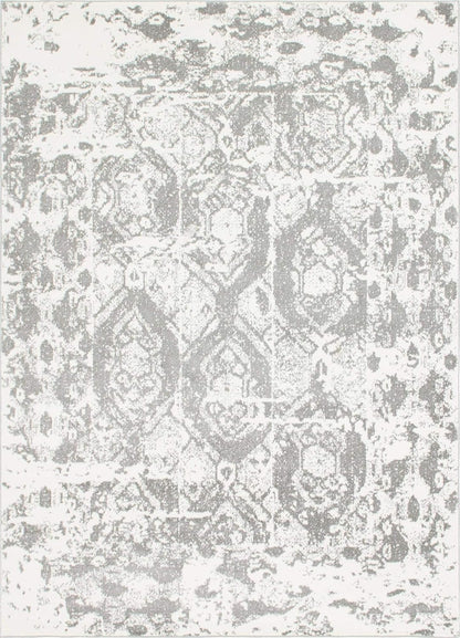 Unique Loom Rosso Collection Vintage, Geometric, Bohemian, Traditional, Distressed, Southwestern Area Rug, Rectangular 9' 0" x 12' 0", Light Gray/Ivory