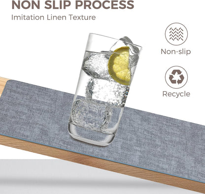 Vinyl Placemats Set of 6, Faux Leather Waterproof and Heat Resistant Place Mats, Washable Anti-Slip Table Mats with Coaster, Wipeable Placemats for Indoor & Outdoor 17" x 12" (Light Blue, Set of 6)