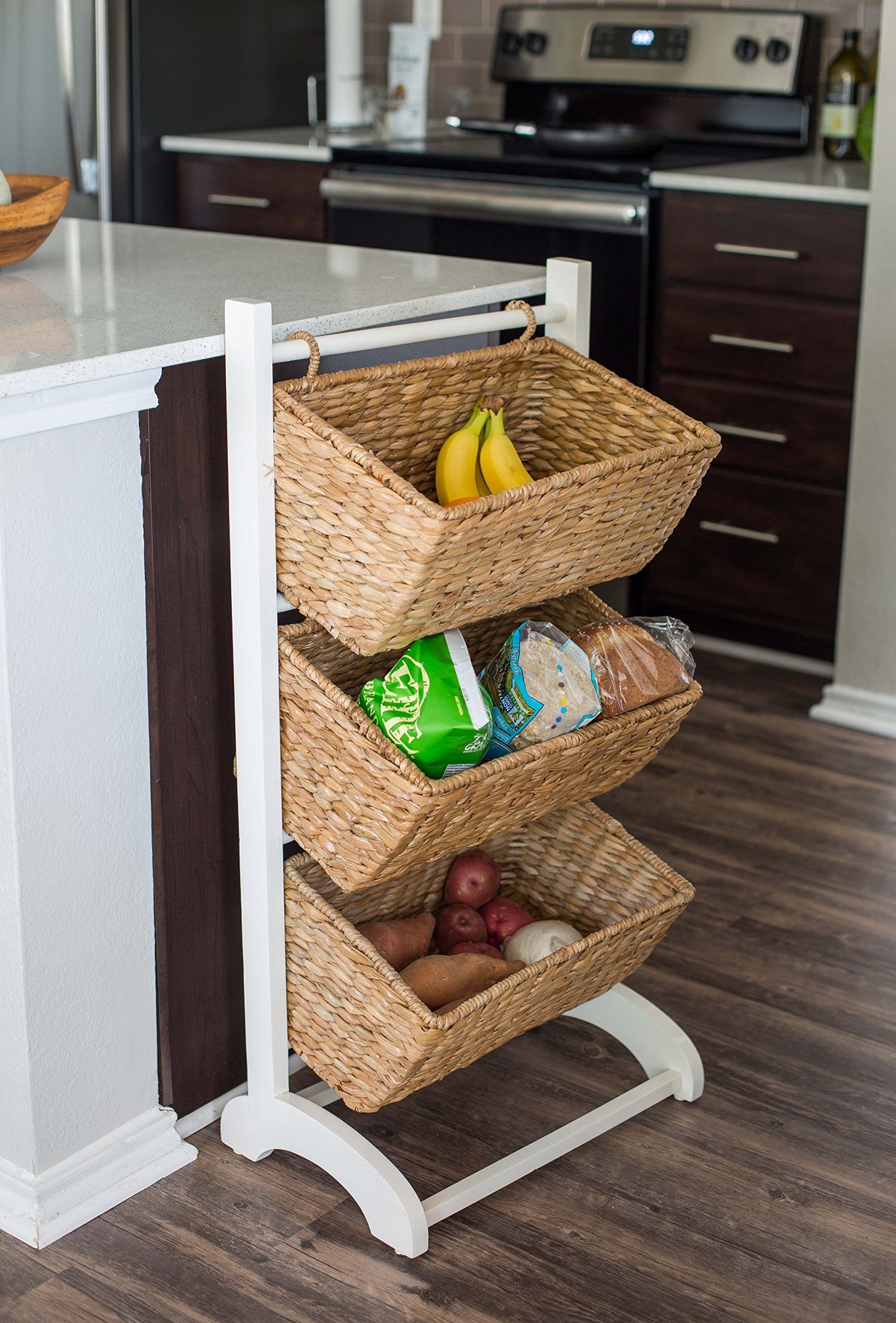 BIRDROCK HOME 3 Tier Abaca Storage Cubby (Natural) - 3 Baskets Made of Durable Seagrass Fiber
