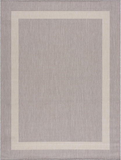 CAMILSON Outdoor Rug 6x9,Modern Outside Rugs for Patios Porches Waterproof Durable Washable Non-Shedding, Easy-to-Clean Indoor Outdoor Area Carpet (6 x 9, Bordered - Gray/White)