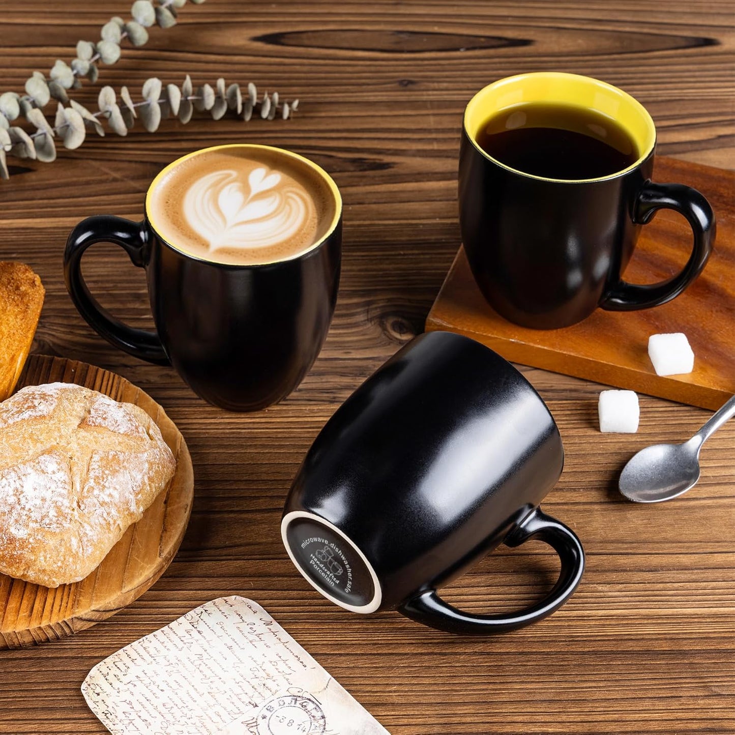 GBHOME 16oz Coffee Mugs Set of 6, Large Ceramic Coffee Mugs for Man, Woman, Dad, Mom, Modern Coffee Mugs Set with handle for Tea/Latte/Cappuccino/Milk/Cocoa. Dishwasher&Microwave Safe,Yellow