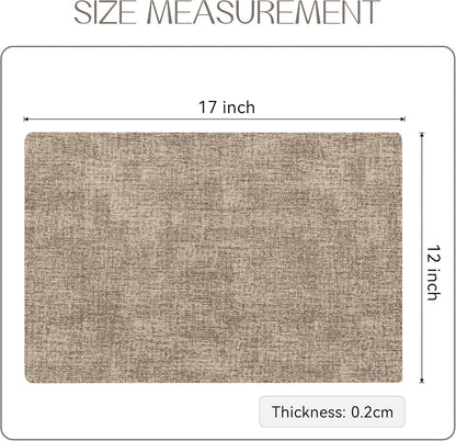 Romanstile Vinyl Placemats Set of 8-12 X 18 Inch - Heat Resistant Place Mats 100% Waterproof Oilproof Wipeable Reversible Faux Leather Table Mats for Kitchen/Dining/Party/Outdoor, Khaki