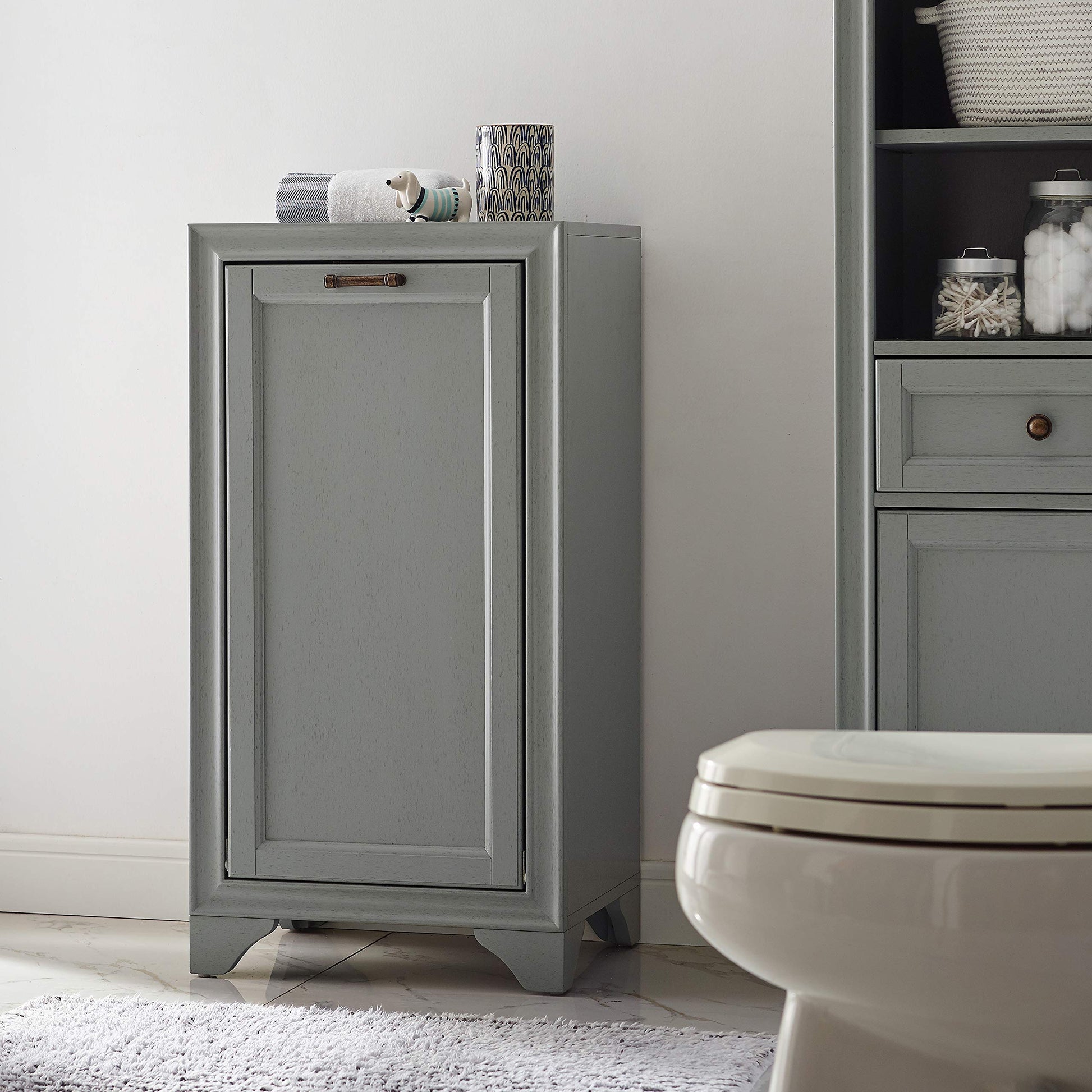 Crosley Furniture Tara Laundry Hamper with Linen Sorting Bag, Bathroom Storage and Organization