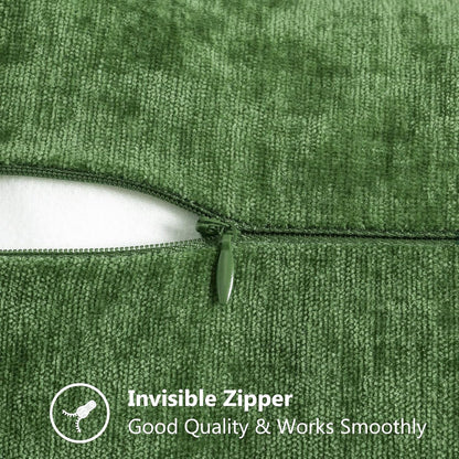 decorUhome Fall Chenille Soft Throw Pillow Covers 22x22 Set of 2, Farmhouse Velvet Neutral Decorative Euro Pillow Covers with Stitched Edge for Couch Sofa Bed Home Decor, Forest Elf