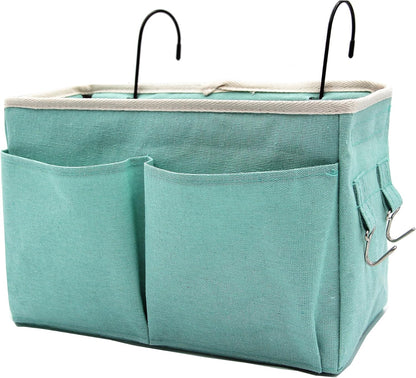 Bedside Caddy Bedside Hanging Storage Basket Multi-Function Organizer Caddy for Bunk and Hospital Beds Dorm Rooms Bed Rails, Can be Placed Glasses Books Mobile Phones(Green)