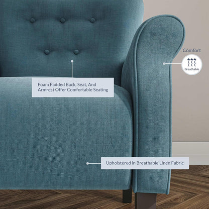 BELLEZE Modern Accent Chair, High Back Armchair, Upholstered Wingback Side Chair, Padded Single Sofa with Wooden Legs for Living Room, Bedroom - Baby Blue