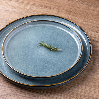 GBHOME Ceramic Dinnerware Sets for 12, 36 Pieces Stoneware Plates and Bowls Sets, Reactive Glaze Dishes -Scratch Resistant, Dishwasher&Microwave Safe, Space Blue