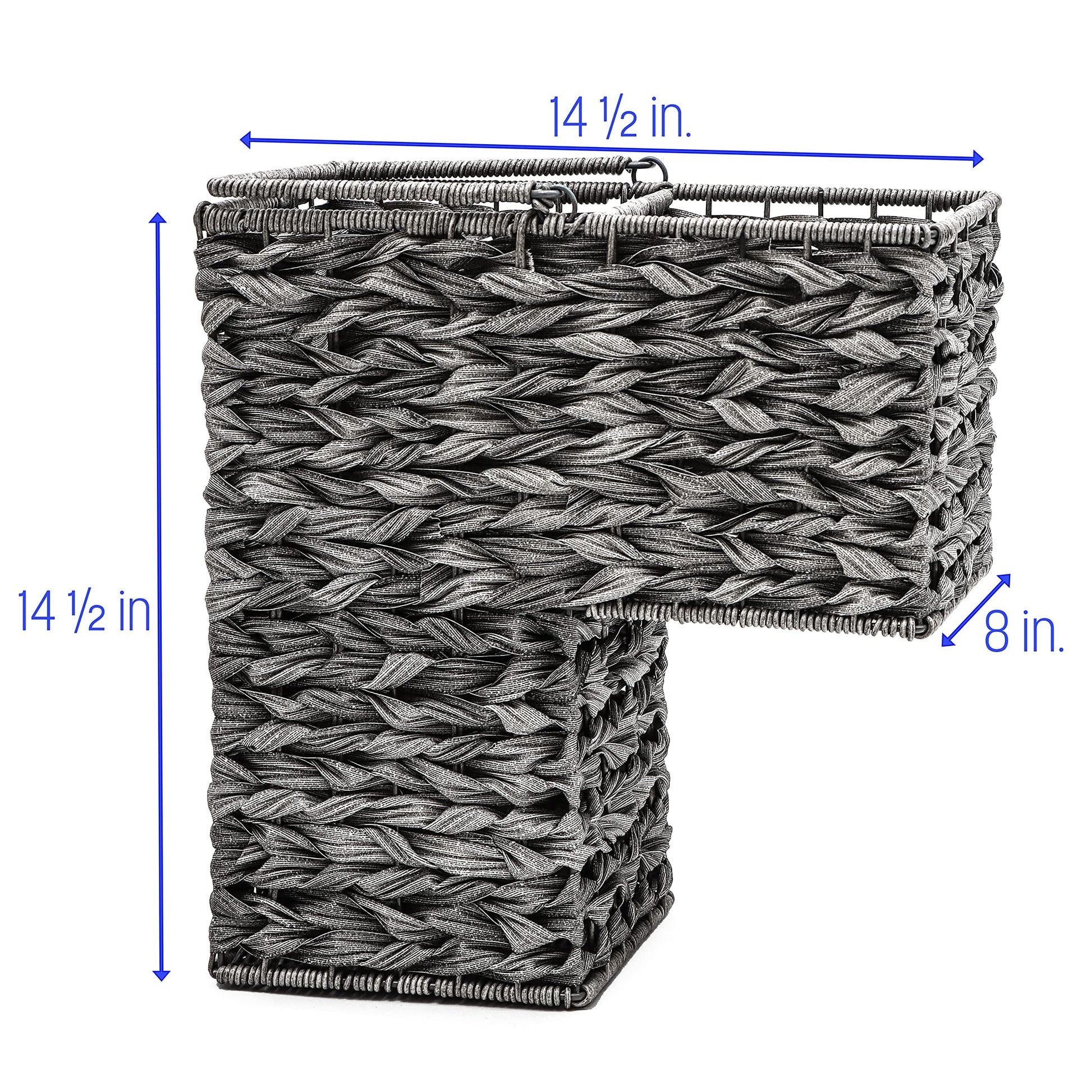 Trademark Innovations 14.5" Plastic Wicker Storage Stair Basket Set With Handles (Set of 2, Grey)