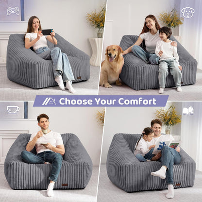 HABUTWAY Bean Bag Chair, Giant Bean Bag Chairs for Adults and Kids, Bean Bag Sofa, Lazy Floor Sofa, Faux Fur Beanbag Chair with Armrests for Living Room Bedroom (Grey)