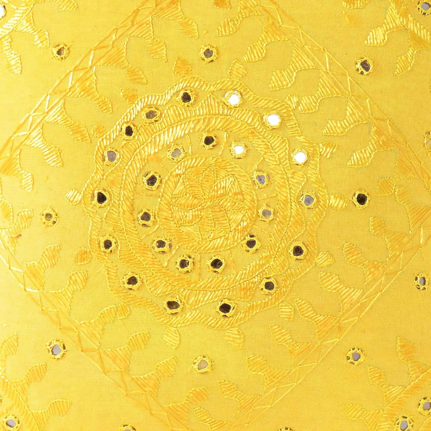 Eyes of India Embroidered Decorative Boho Throw Pillow Cover with Mirrors, Handmade Bohemian Accent Cushion Case for Sofa Couch Bedroom Living Room (Yellow, 24" x 24")