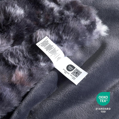 Cozy Bliss Faux Fur Throw Blanket for Couch, Fuzzy Soft Plush Thick Bubble Blanket for Sofa Bedroom Living Room, 60 * 80 Inches Tie Dye Black