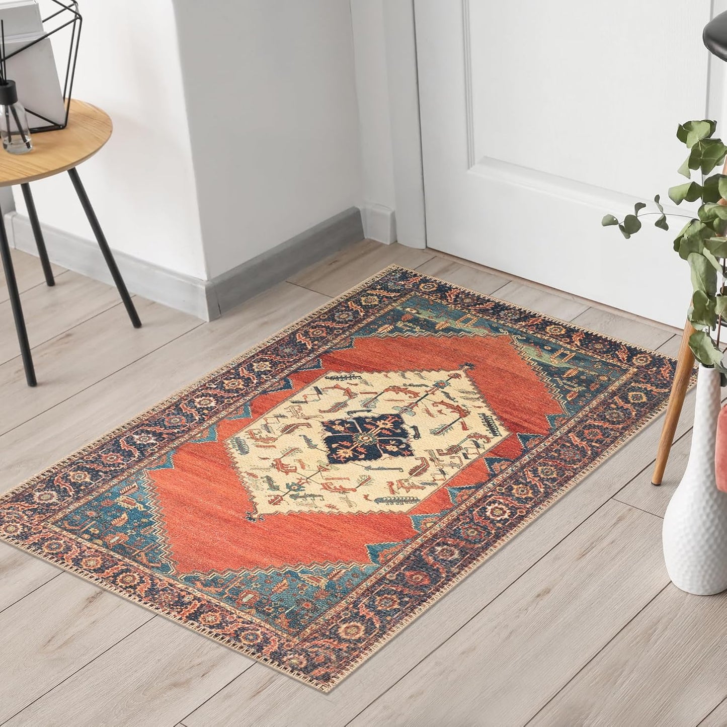 Keen Home Design 2x3 Rug - Machine Washable Entry Rug with Non-Slip Backing, Ideal for Enteryway, Kitchen, Bathroom, Laundry Room - Vintage, Easy Clean, Durable, Low Pile Rug - (2' x 3')