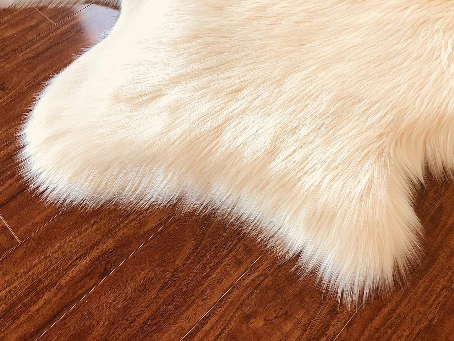 LAMBZY Faux Sheepskin Hypoallergenic Free Shape Silky Shag Rug, Luxury Shaggy Plush Carpet for Bedrooms Rugs Living Room Kids Rooms Sofa Floor, Duo Decto 12 Pelts 6'x12' Cream