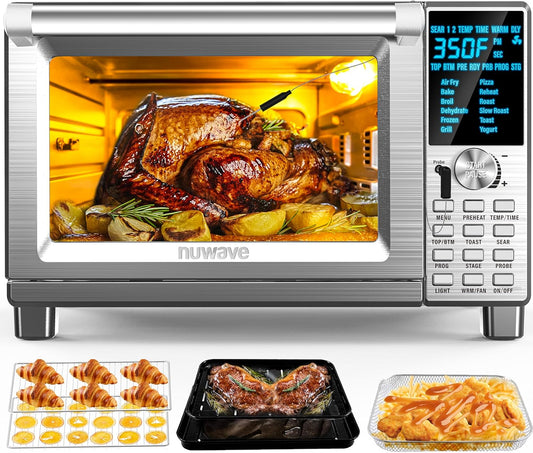 Nuwave Bravo Air Fryer Toaster Smart Oven, 12-in-1 Countertop Convection, 30-QT XL Capacity