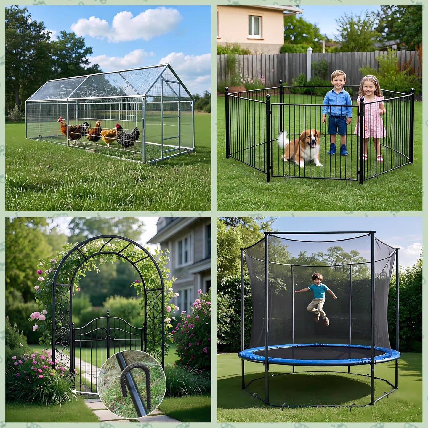 VVOKGO Rebar Stakes 16 Inches J Hook Heavy Duty Chain Link Fence Stakes, 8 Pcs Metal Long Tent Spikes Ground Anchors for Wire Fencing, Dogs Digging, Camping Tents, Swings, Greenhouse, Black