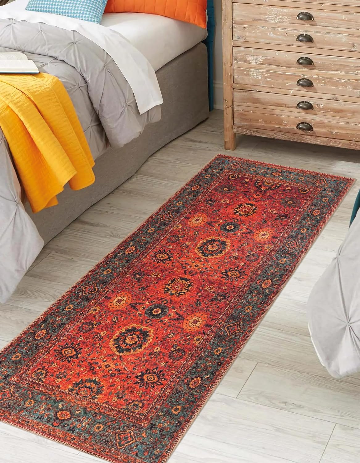 Keen Home Design 2x7 Rug - Machine Washable Runner Rug with Non-Slip Backing, Ideal for Hallway, Entryway, Kitchen, Laundry Room - Vintage, Easy Clean, Durable, Low Pile Rug - (2'6" x 7')