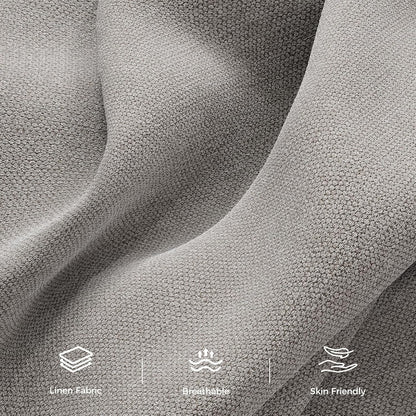 89” Futon Sofa Bed, Linen Comfy Futon Couch Bed with 2 Square Pillows, Convertible Sleeper Sofa with Adjustable Backrest& Armrests, Modern Loveseat Sleeper for Living Room, Bedroom, Light Gray