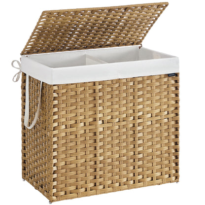 SONGMICS Laundry Hamper with Lid, 42.3 Gallon (160 L) Synthetic Rattan Clothes Laundry Basket with