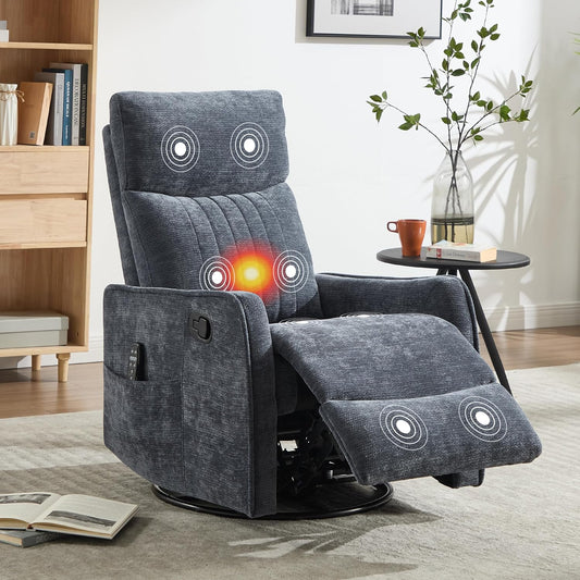 Manual Swivel Rocker Recliner Chair for Adults, Overstuffed Reclining Glider Chair for Nursing with