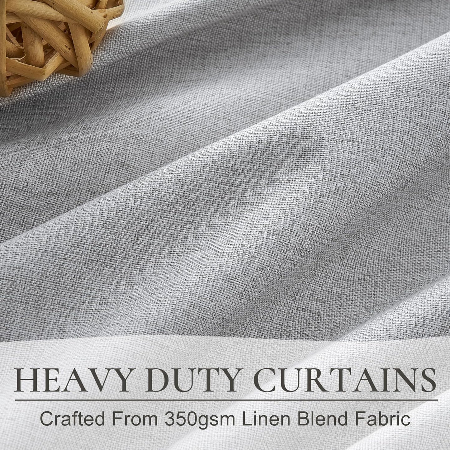 Light Grey Black Out Curtains 84 Inch Long for Living Room, Pinch Pleated Flax Linen Modern Insulated Drapes with Hooks Bedroom Curtain 2 Panels Set Soundproof Privacy Windows (40"Wx84"Lx2 Light Gray)