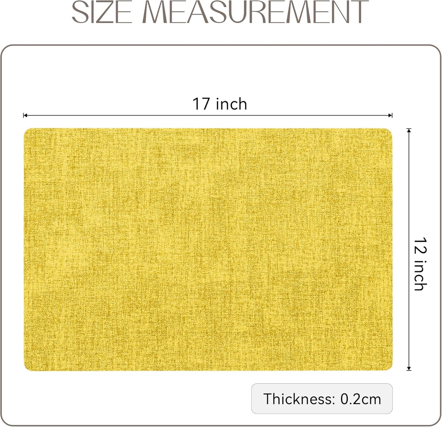 Romanstile Vinyl Placemats Set of 12-12 X 18 Inch - Heat Resistant Place Mats 100% Waterproof Oilproof Wipeable Reversible Faux Leather Table Mats for Kitchen/Dining/Party/Outdoor, Yellow
