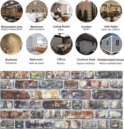 Dundee Deco 3D Wall Panels Faux Brick - Cladding, Multicolored Stone Look Wall Paneling, Styrofoam Facing for Living Room, Kitchen, Bathroom, Balcony, Bedroom, Sample, Size 10 x 10 in.
