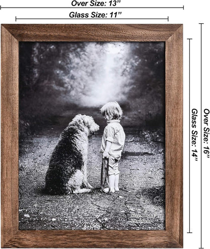 Yaetm-11x14 Picture Frame, Natural Solid Wood Photo Frame Display for Wall Mounting, High Definition Glass Carbonized Black(2 Pack)