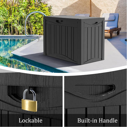 45 Gallon Double-Wall Resin Deck Box - Lockable Waterproof Outdoor Storage Box, 515lbs Capacity & Doubles as Seating for Patio Furniture - Garden Tools, Pool Accessories (Black)