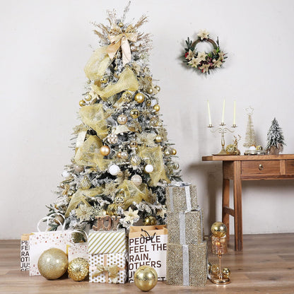 87ct Christmas Ball Ornaments Set Shatterproof Seasonal Hanging Decorations with Reusable Hand-held Gift Package for Xmas Tree Holiday Party and Home Decor, Gold