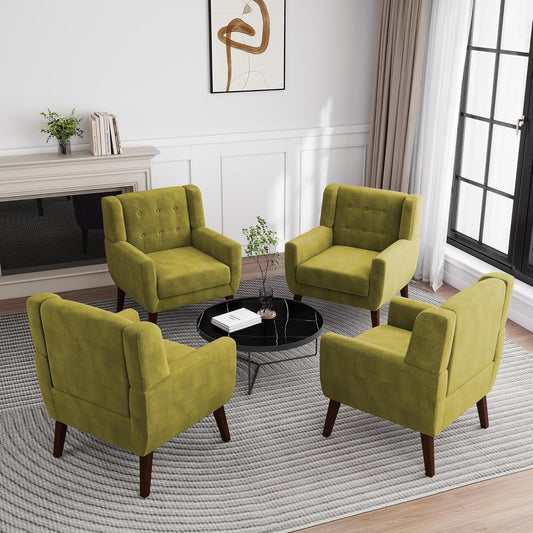 UIXE Accent Chair, Velvet Upholstered Armchair for Living Room, Modern Club Arm Chairs Comfy Single