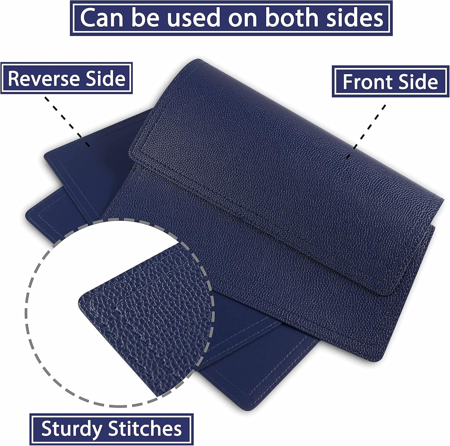 Set of 6 Faux Leather Placemats, PU Table Mats, Waterproof, Stain Resistant, Heat Resistant, Non-Slip Easy to Clean for Kitchen Dining Table,Conference Table C Blue Rectangle