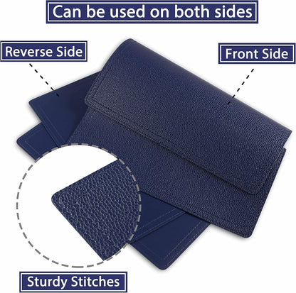 Set of 6 Faux Leather Placemats, PU Table Mats, Waterproof, Stain Resistant, Heat Resistant, Non-Slip Easy to Clean for Kitchen Dining Table,Conference Table C Blue Rectangle