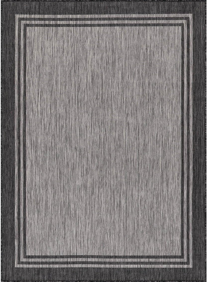 Bordered Outdoor Rug 10x14 Washable Outside Carpet for Indoor Patio Porch Waterproof Easy Cleaning Non Shedding Area Rugs Dark Gray 10 x 14