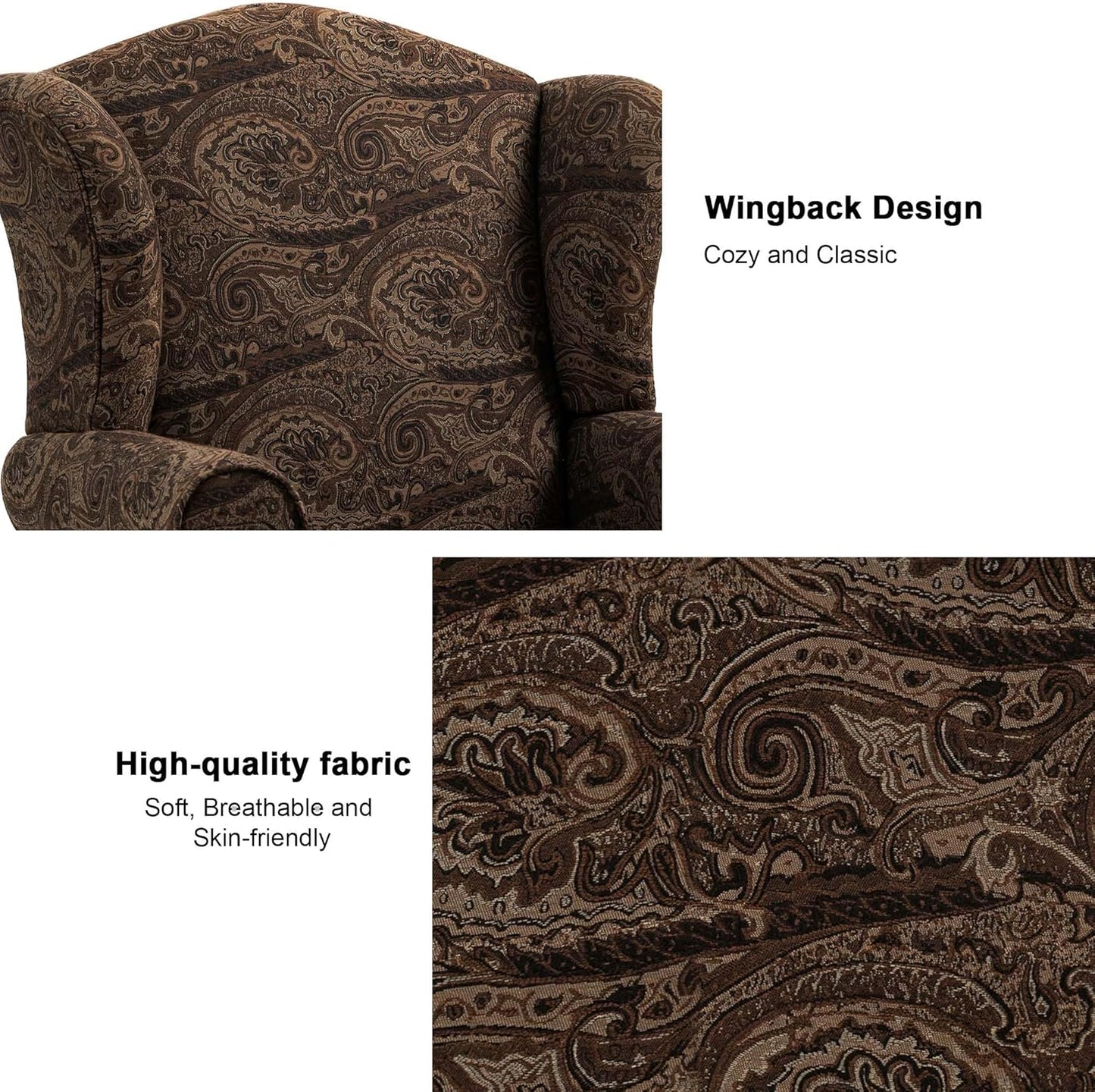 Accent Chair, High Back Upholstered Armchair with High Resilience Sponge & Wood Legs, Mid-Century Modern Comfy Single Sofa Reading Chairs for Living Room, Bedroom (Cranberry, Set of 2)