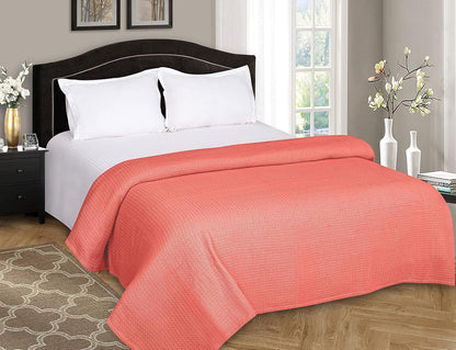 BELIZZI HOME 100% Cotton Bed Blanket, Breathable Bed Blanket Twin Size, Cotton Thermal Blankets Twin, Perfect for Layering Any Bed for All Season, Coral