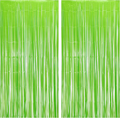 BRAVESHINE Pastel Green Streamers Party Backdrop Decoration - Tinsel Curtain Foil Fringe Backdrop for Birthdays/Dinosaur/Lime Green Frog Theme/Wizard/Christmas Decorations - 3.2ft X 8.2ft