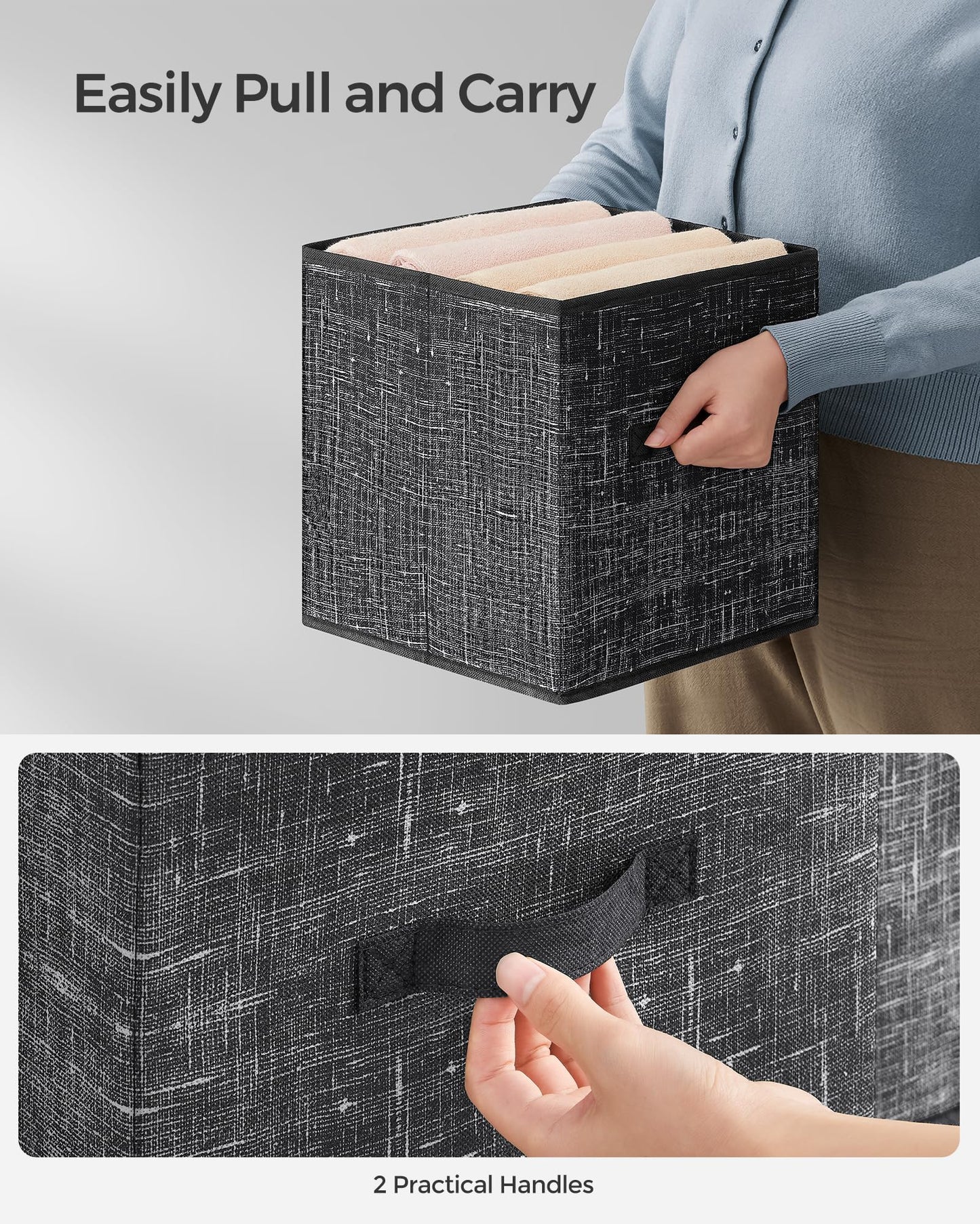 SONGMICS Storage Cubes, Set of 8, 13-Inch Foldable Closet Organizers
