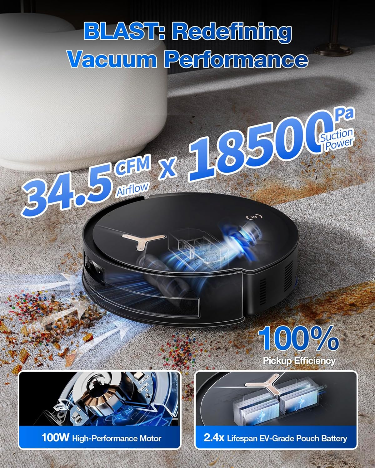 ECOVACS DEEBOT T50 MAX PRO Omni Robot Vacuum and Mop, 18,500Pa Suction, 18mm Auto-Lift, ZeroTangle &TruEdge 2.0, AIVI 3.0 Obstacle Avoidance, Auto Hot Water Mop Wash/Dry/Refill, Self-Emptying